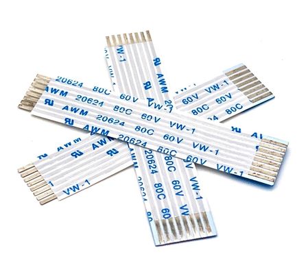 Cavo elettronico piatto flessibile con 8 perni placcato in oro 1,25 mm 10 cm Ffc Cable UL20624 80C 60V