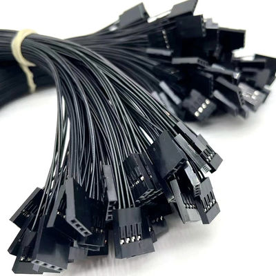 2.54mm Pitch 4 Pin Dupont Cable Assembly UL1007 24awg Nero Lunghezza personalizzata