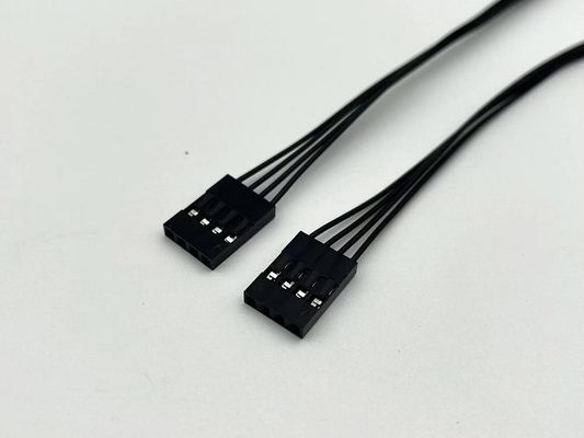 2.54mm Pitch 4 Pin Dupont Cable Assembly UL1007 24awg Nero Lunghezza personalizzata