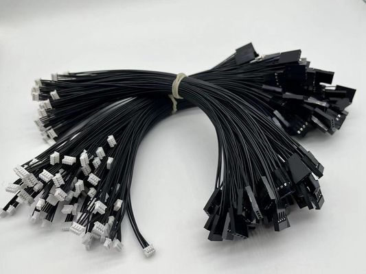 2.54mm Pitch 4 Pin Dupont Cable Assembly UL1007 24awg Nero Lunghezza personalizzata