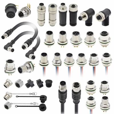 M12 serie connettore circolare maschio innesco a 5 perni di vite posteriore pannello di montaggio M16 * 1.5 PG9