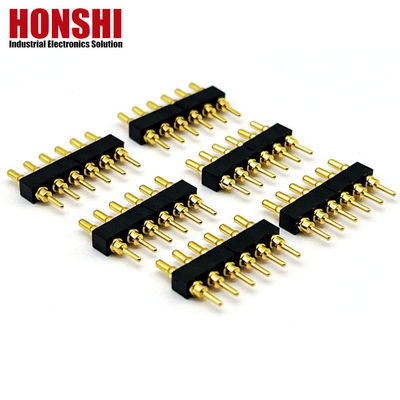 Femminile Pogo Pin Connector 6P Dorato H2.5 Dip Tipo Contatto di ottone per PCB alta corrente