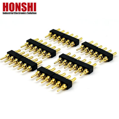 Femminile Pogo Pin Connector 6P Dorato H2.5 Dip Tipo Contatto di ottone per PCB alta corrente