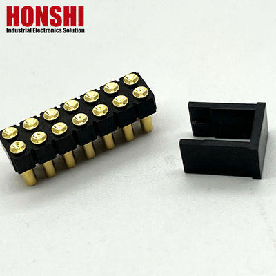 2.54mm High Current Pogo Pin Connector Femminile 2x7P Dorato H2.5 SMT Tipo Per PCB