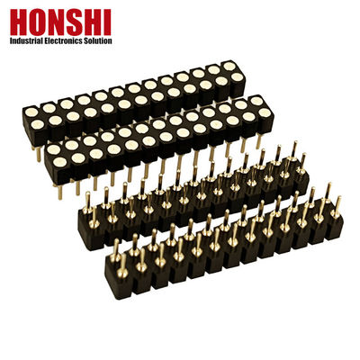 2.54mm PCB a doppia fila H3.0mm 7.4mm Legato in ottone rettilineo con connettore di testa femminile rotondo