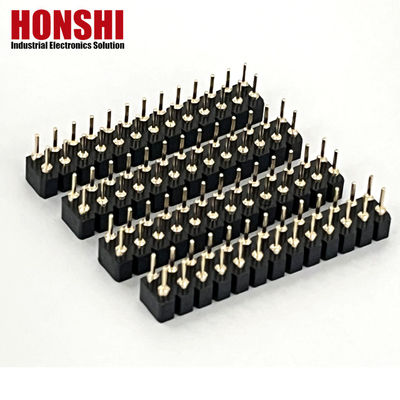 2.54mm PCB a doppia fila H3.0mm 7.4mm Legato in ottone rettilineo con connettore di testa femminile rotondo