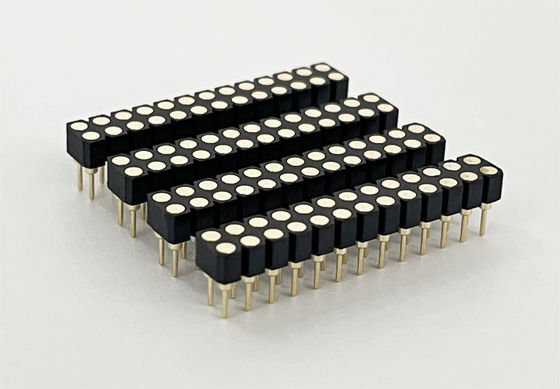 2.54mm PCB a doppia fila H3.0mm 7.4mm Legato in ottone rettilineo con connettore di testa femminile rotondo