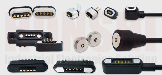 Connettore a pin di Pogo ad alta corrente magnetica 1A 2A 3A 5A 10A caricato a molla