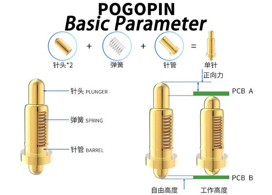 Pini Pogo a doppia testa in ottone Lunghezza 6,5 mm Pini Pogo a doppia punta a molla