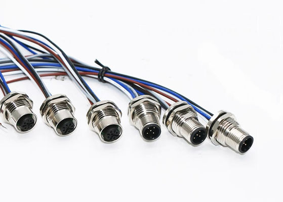 M12 serie connettore circolare maschio innesco a 5 perni di vite posteriore pannello di montaggio M16 * 1.5 PG9