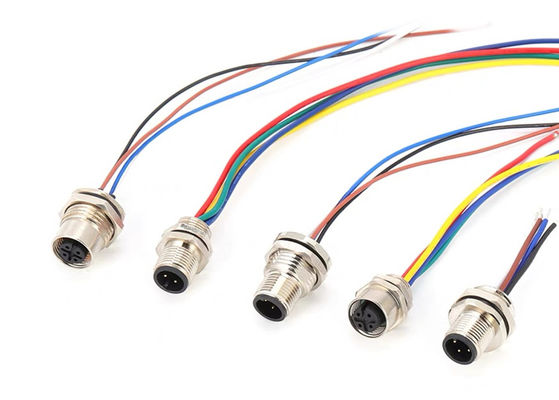 M12 serie connettore circolare maschio innesco a 5 perni di vite posteriore pannello di montaggio M16 * 1.5 PG9