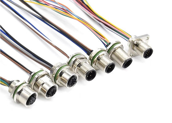 Connessione per fili circolari della serie M12 presa a 12 perni Montaggio del pannello di vite posteriore