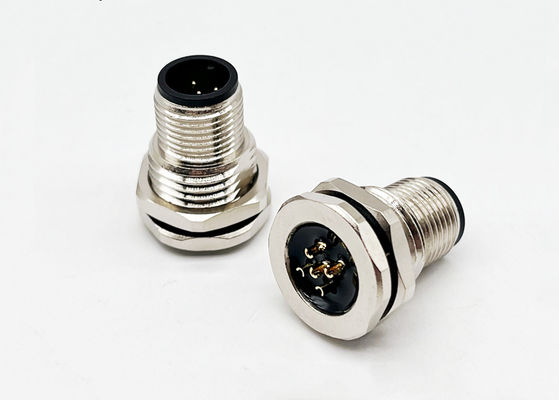 M12 serie connettore circolare maschio innesco a 5 perni di vite posteriore pannello di montaggio M16 * 1.5 PG9