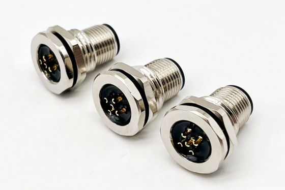 M12 serie connettore circolare maschio innesco a 5 perni di vite posteriore pannello di montaggio M16 * 1.5 PG9