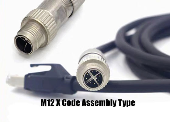 Connessione Ethernet a codice circolare M12 X Connessione a spina maschile femminile