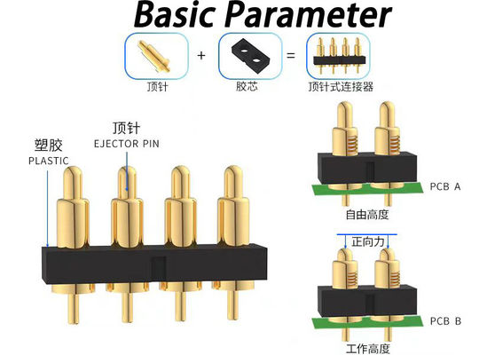 2.54mm Pitch Pogo Pin Connectors H7.75mm caricato a molla per interconnessione PCB