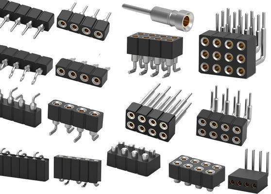 Collegamento di intestazione a pin rotondo a PCB a doppia fila intestazione femminile lavorata 1,27 mm 2,0 mm 2,54 mm