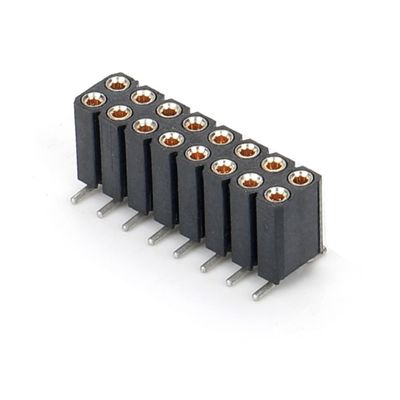 2.54mm doppia fila H7.0mm SMT PCB ottone lavorato rotondo femminile connettore di intestazione PA6T nero