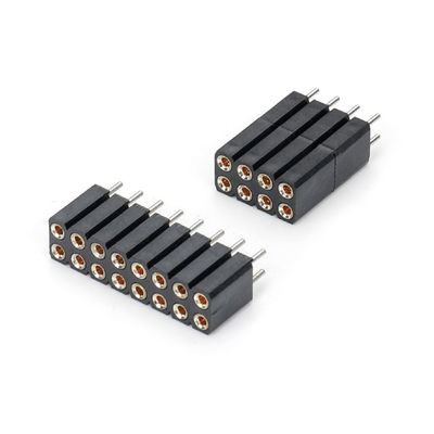 2.54mm doppia fila H7.0mm SMT PCB ottone lavorato rotondo femminile connettore di intestazione PA6T nero