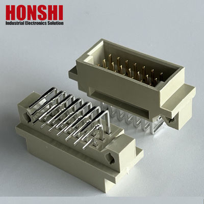 PCB ad angolo retto 128 pin DIN 41612 Euro Female Connector With Board Lock Pbt Grey