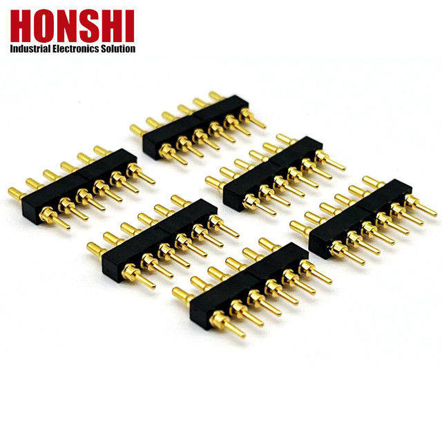 Femminile Pogo Pin Connector 6P Dorato H2.5 Dip Tipo Contatto di ottone per PCB alta corrente