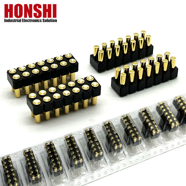 2.54mm High Current Pogo Pin Connector Femminile 2x7P Dorato H2.5 SMT Tipo Per PCB