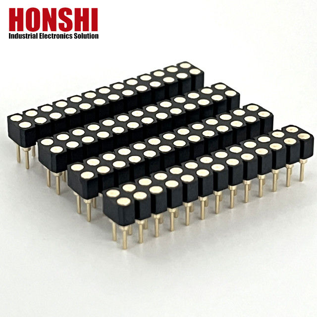 2.54mm PCB a doppia fila H3.0mm 7.4mm Legato in ottone rettilineo con connettore di testa femminile rotondo