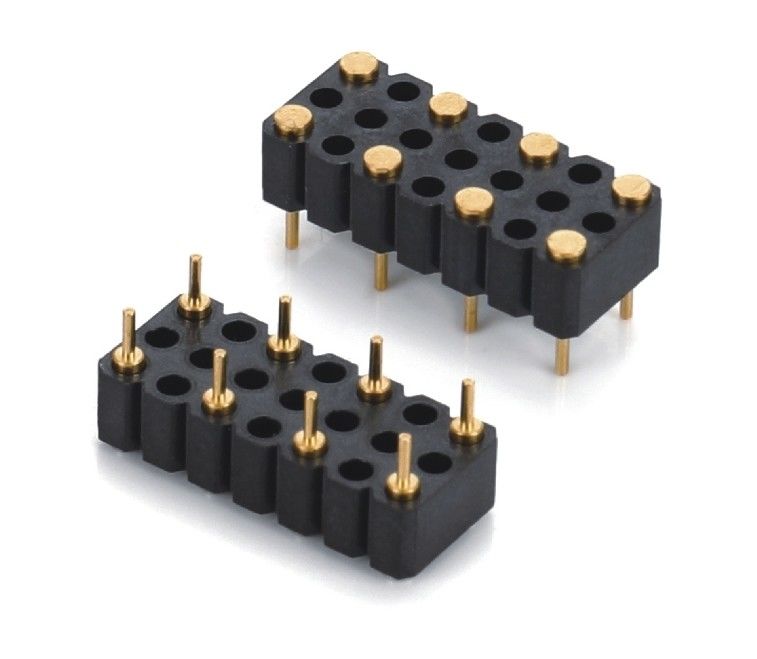 5.08mm Pitch Pogo Pin Connector Dip Tipo Femminile 8 Pin 4.0mm Tre file caricati a molla