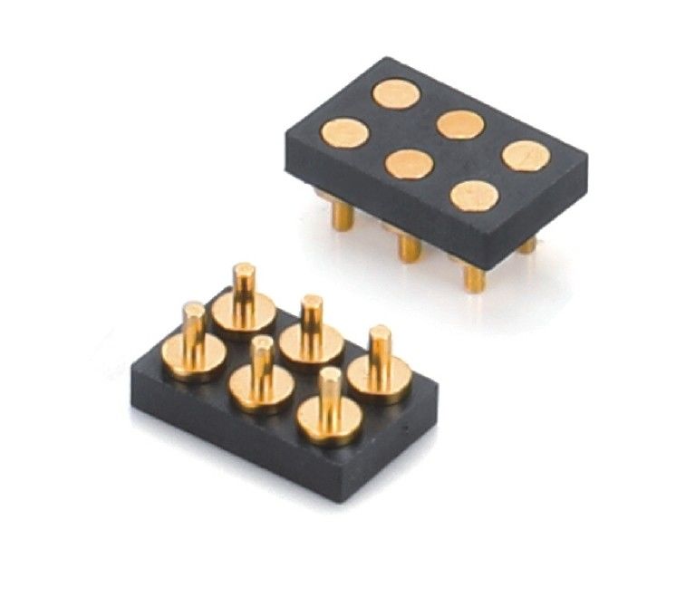 2.54mm Pitch Female 6 Pin PCB Connector Primavera carica Pogo Pin Connector Smt Tipo