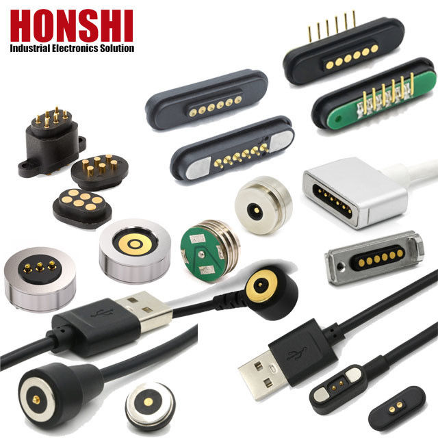 Connettore a pin di Pogo ad alta corrente magnetica 1A 2A 3A 5A 10A caricato a molla