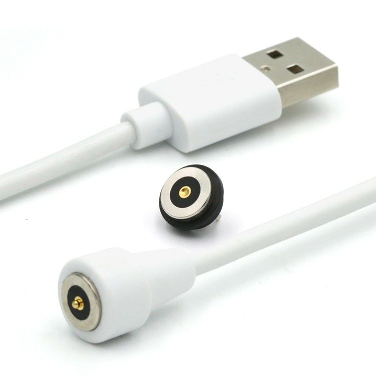 2 pin Magnetico Pogo Pin Connector Cable To Usb Tipo A M Cavo bianco