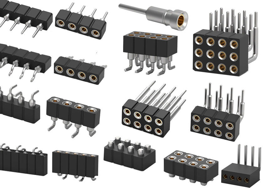 Collegamento di intestazione a pin rotondo a PCB a doppia fila intestazione femminile lavorata 1,27 mm 2,0 mm 2,54 mm