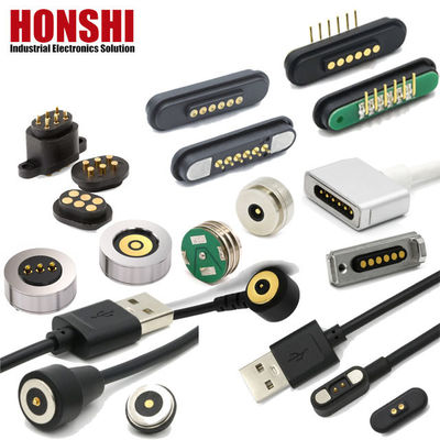 Connettore a pin di Pogo ad alta corrente magnetica 1A 2A 3A 5A 10A caricato a molla